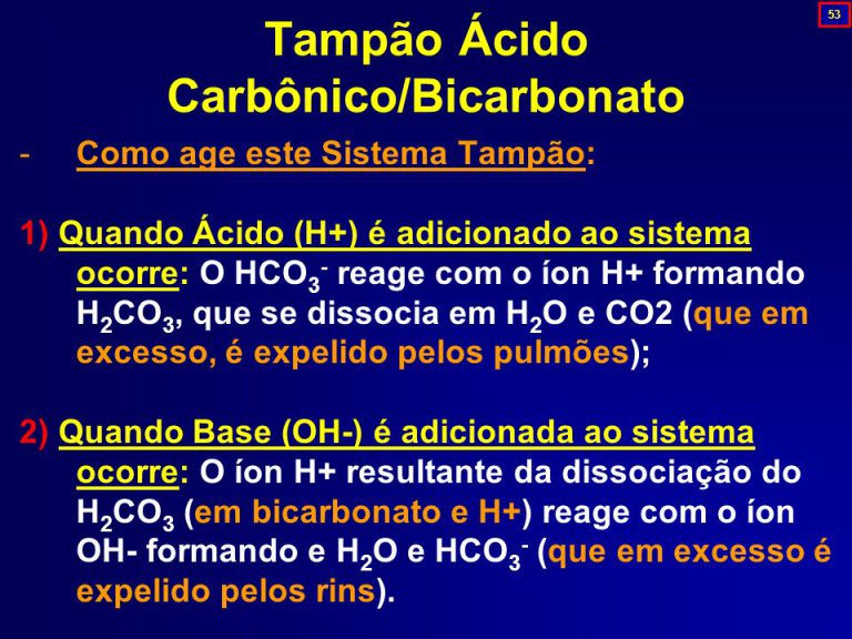 Tampão de Bicarbonato de Ácido Carbônico